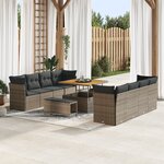 Ensemble de canapé de jardin vidaXL 11 pièces avec coussins gris polyrotin acacia