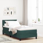 Lit box spring vidaXL avec matelas et LED vert foncé 90x190 cm en velours