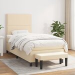 vidaXL Sommier à lattes de lit avec matelas Crème 100x200 cm Tissu