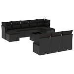 vidaXL Salon de jardin 11 Pièces avec coussins noir résine tressée