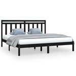 vidaXL Cadre de lit Noir Bois de pin massif 200x200 cm