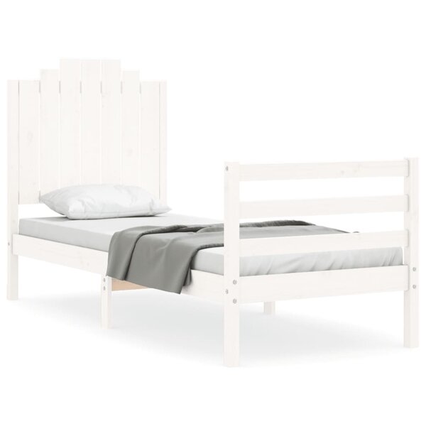 vidaXL Cadre de lit avec tête de lit blanc petit simple bois massif