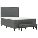 vidaXL Lit à ressort avec matelas et banc gris foncé 160x200 cm Tissu