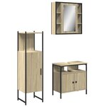 vidaXL Ensemble d'armoires de salle de bain 3 Pièces chêne sonoma