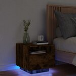 vidaXL Table de chevet avec lumières LED chêne fumé 40x39x37 cm