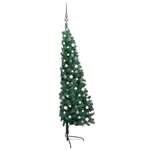 vidaXL Demi-arbre de Noël artificiel pré-éclairé et boules vert 120 cm