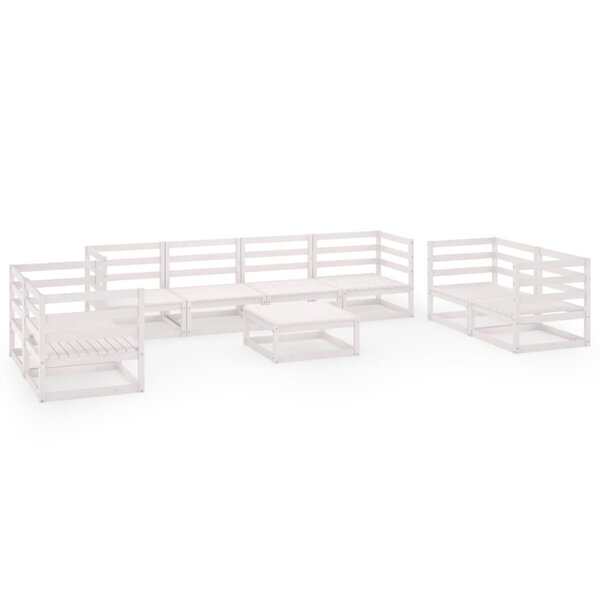Salon de jardin meuble d'extérieur ensemble de mobilier 9 pièces blanc bois de pin massif 02_0018180