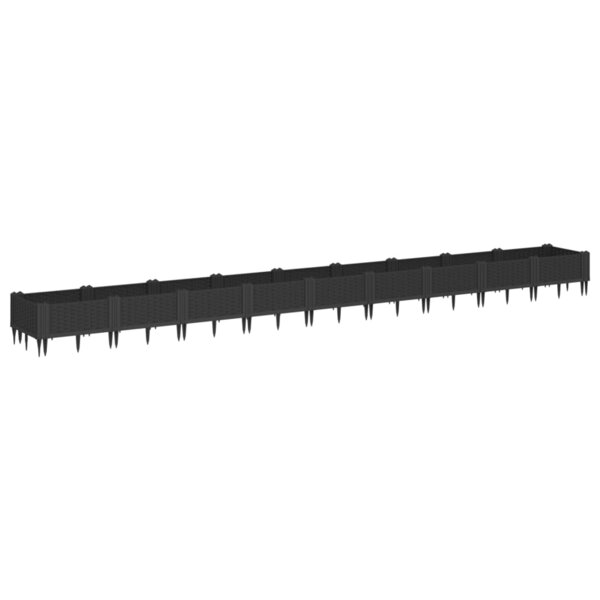 vidaXL Jardinière avec piquets noir 362 5x42 5x28 5 cm PP