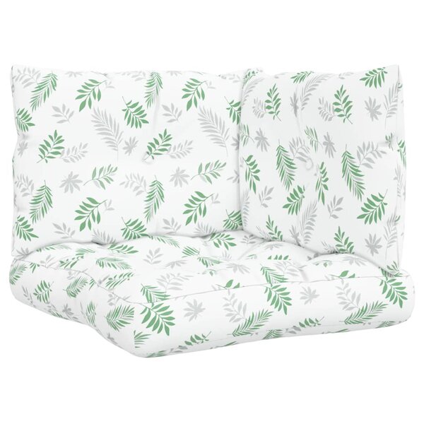 vidaXL Coussins de palette lot de 3 motif de feuilles tissu Oxford
