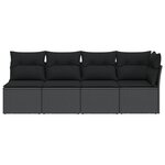 vidaXL Canapé de jardin avec coussins 4 places noir résine tressée