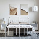 vidaXL Cadre de lit métal sans matelas et pied de lit blanc 135x190 cm