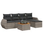 vidaXL Salon de jardin 6 Pièces avec coussins gris résine tressée