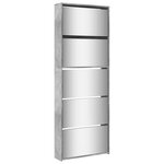 vidaXL Armoire à chaussures miroir 5 niveaux gris béton 63x17x169 5 cm