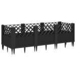 vidaXL Jardinière avec piquets noir 123 5x43 5x43 5 cm PP