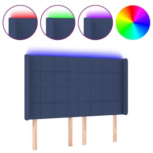 vidaXL Tête de lit à LED Bleu 147x16x118/128 cm Tissu