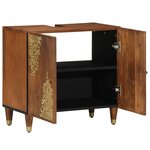 vidaXL Cabinet sous lavabo de salle de bain Marron miel avec détails dorés