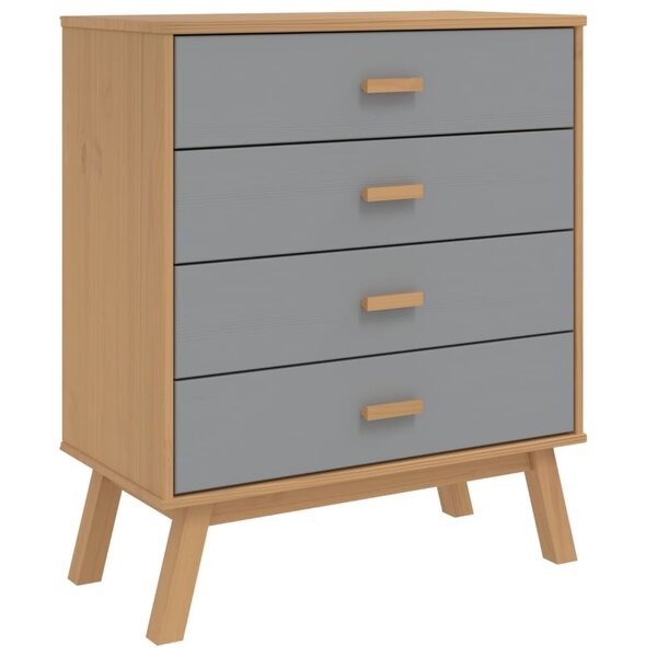 vidaXL Armoire à tiroirs OLDEN gris et marron bois de pin solide