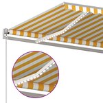 vidaXL Auvent automatique capteur de vent et LED 5x3 m Jaune et blanc