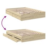 vidaXL Cadre de lit et tiroirs chêne sonoma 135x190 cm bois ingénierie