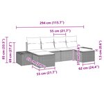 vidaXL Ensemble de canapé de jardin de 6 pièces avec coussins gris en poly rotin