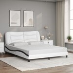 vidaXL Cadre de lit avec LED sans matelas blanc et noir 160x200 cm