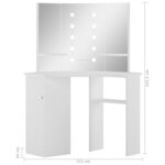 vidaXL Coiffeuse d'angle table de maquillage lumière LED Blanc clair