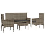 Salon de jardin meuble d'extérieur ensemble de mobilier 4 pièces avec coussins gris résine tressée 02_0016148