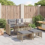 vidaXL Salon de jardin avec coussins 4 Pièces beige résine tressée verre