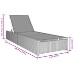Chaise longue vidaXL Grise 60x200x27 cm en Poly Rattan