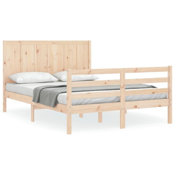 vidaXL Cadre de lit avec tête de lit 140x200 cm bois massif
