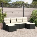 Ensemble de canapés de jardin 6 pièces avec coussins en poly rattan noir vidaXL