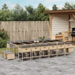 vidaXL Ensemble à manger de jardin et coussins 17 Pièces mélange beige