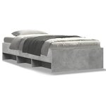vidaXL Cadre de lit gris béton 75x190 cm bois d'ingénierie