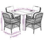 vidaXL Ensemble à manger de jardin 5 Pièces et coussins marron poly rotin