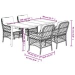 vidaXL Ensemble à manger de jardin avec coussins 5Pièces Beige poly rotin
