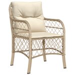 vidaXL Ensemble de Salle à Manger de Jardin 5 Pièces avec Coussins Beige Poly Rattan