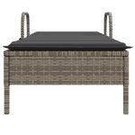 vidaXL Chaise longue avec roues et coussin gris résine tressée