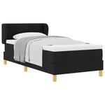 Lit à ressort ensaché noir avec matelas - 80x200 cm en tissu