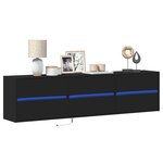vidaXL Meuble TV mural avec LED noir 180x31x45 cm