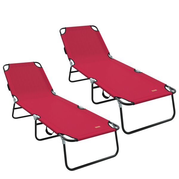 vidaXL Chaise longue pliable 2 Pièces portable rouge en tissu Oxford 600D