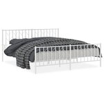 vidaXL Cadre de lit métal sans matelas et pied de lit blanc 180x200 cm
