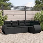 vidaXL Salon de jardin 5 Pièces avec coussins noir résine tressée