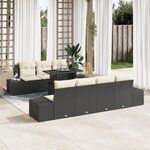 vidaXL Ensemble de canapé de jardin 8 pièces avec coussins en poly rotin noir