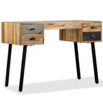Bureau table meuble travail informatique teck de récupération massif 110 cm 0502070