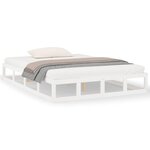 vidaXL Cadre de lit Blanc 135x190 cm Double Bois massif