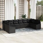 vidaXL Ensemble de canapé de jardin 10 pièces avec coussins Rattan Poly Noir