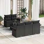 vidaXL Ensemble de canapé de jardin 6 pièces avec coussins rotin poly noir