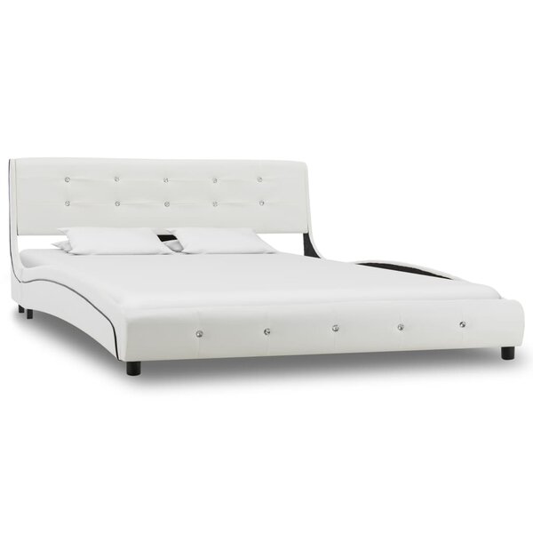 Vidaxl cadre de lit blanc similicuir 135x190 cm