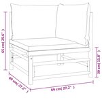 vidaXL Salon de jardin 3 Pièces avec coussins gris clair bambou
