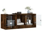 vidaXL Meuble TV avec portes en verre chêne fumé 102x37x42 cm